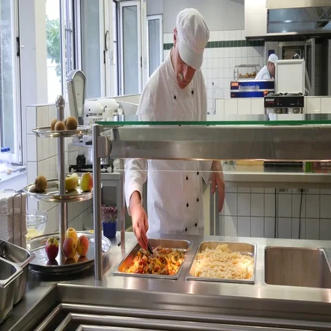 Preparation for lunch in a commercial kitchen. Video stock 69489901