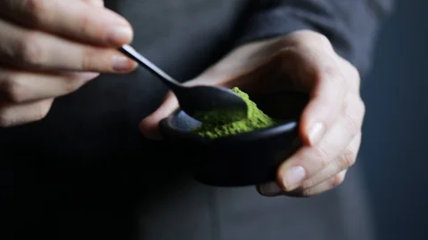 Preparation of matcha green tea Stock Footage 119095428