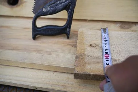 Preparation of material for foundation formwork  Stock Photos