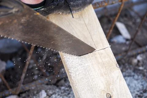 Preparation of material for foundation formwork Stock Photos