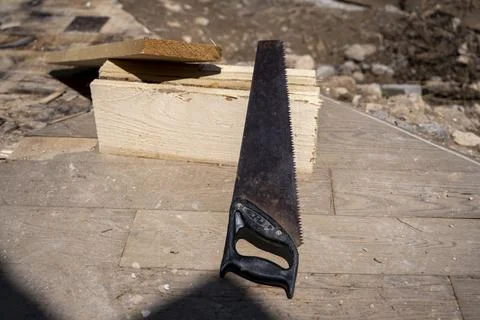 Preparation of material for foundation formwork  Stock Photos