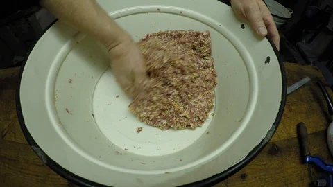 Preparation of the meat mixture Stock Footage 87344730