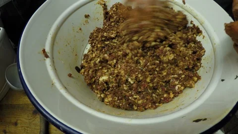 Preparation of the meat mixture Stock Footage 87344752