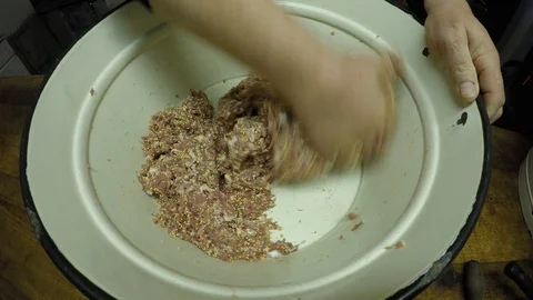 Preparation of the meat mixture Stock Footage 87344854