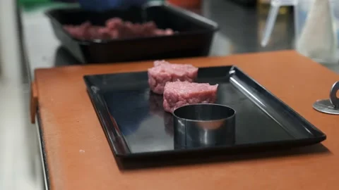 Preparation of meat tartare Stock Footage 205559539