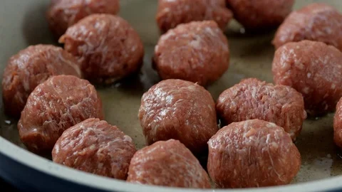 Preparation of meatballs on a pan Video stock 126937658