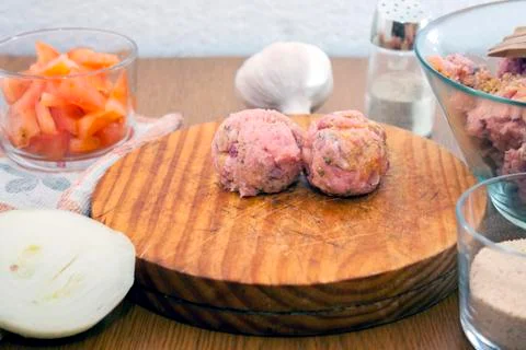 Preparation of meatballs Stock Photos