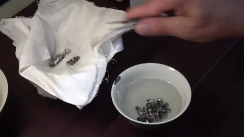 Preparation of Metallic Dental Prostheses for Ionic-Plasma Deposition Stock Footage 91666436