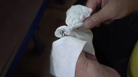 Preparation of Metallic Dental Prostheses for Ionic-Plasma Deposition Stock Footage 91666449