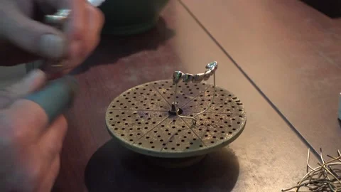 Preparation of Metallic Dental Prostheses for Ionic-Plasma Deposition Stock Footage 91666494