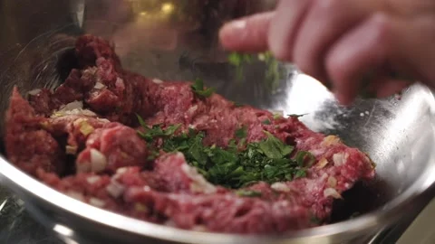 Preparation of minced meat. Stock Footage 146823125