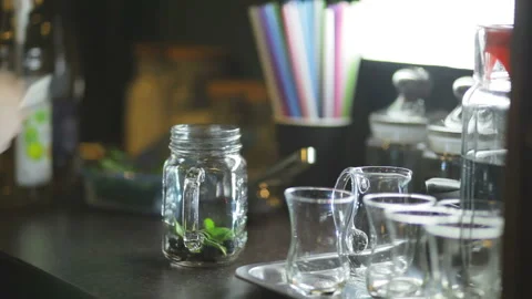 Preparation of mint drink. Stock Footage 93257859