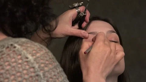 Preparation of the model's face for makeup. Stock Footage 64380994