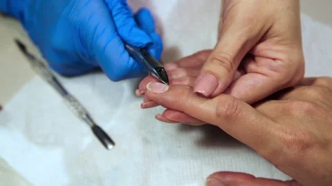 Preparation of nails for application of varnish Stock Footage 90410795