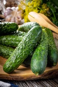 Preparation for pickling cucumbers. Stock Photos