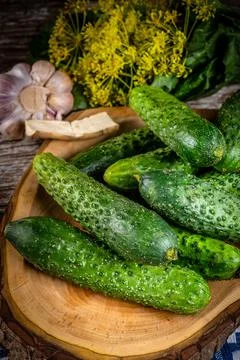 Preparation for pickling cucumbers. Stock Photos