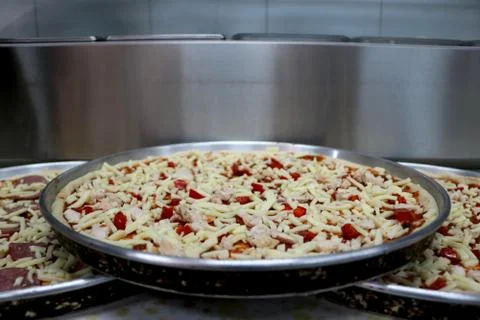 Preparation of pizza Foto stock