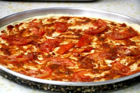Preparation of pizza Foto stock