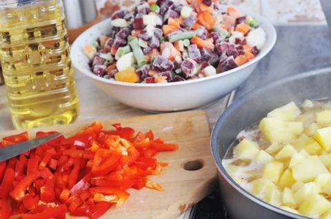 Preparation of  ragout Foto stock