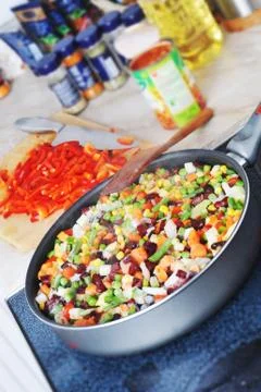 Preparation of  ragout Stock Photos