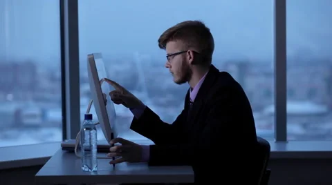 Preparation of the report late in the evening Stock Footage 61730327