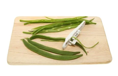 Preparation of runner beans Stock Photos