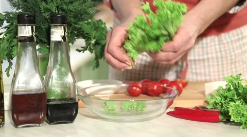 Preparation of salad Video stock 46576088