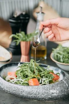 Preparation of salad Foto stock