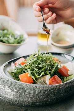 Preparation of salad Foto stock