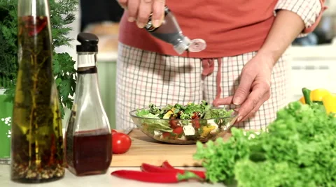 Preparation of salad with tomatoes. part 8 Stock Footage 46580418