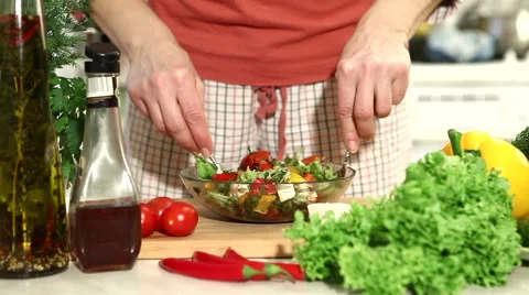 Preparation of salad with tomatoes. part 9 Stock Footage 46578703