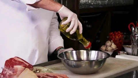 Preparation of sauce for a barbecue, steak Stock Footage 82276400
