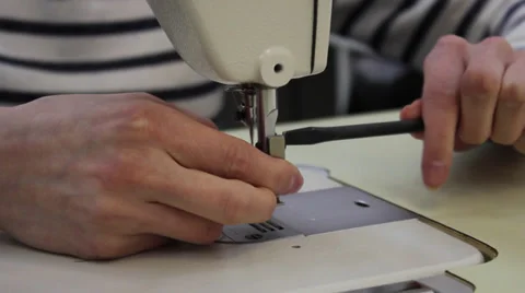 Preparation of a sewing machine 2 스톡 동영상 33459362