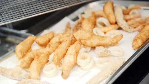 Preparation of shrimp in batter Stock Footage 114229977