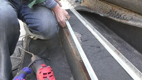Preparation of steps for gluing carpet. Stock Footage 116564126