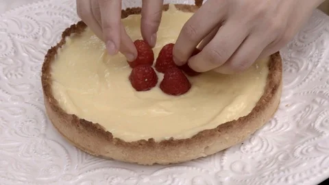 Preparation of strawberry pie Stock Footage 93846657