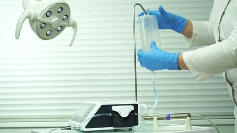 Preparation of a surgical device for dental implants Stock Footage 147617379