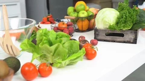 Preparation of vegetables for the salad . Stock Footage 126956606