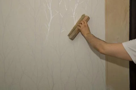 Preparation for wallpapering Stock-Fotos