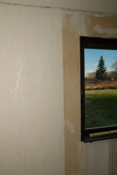 Preparation for wallpapering Foto stock