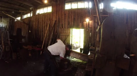 Preparation for work in the old smithy Stock Footage 46449028