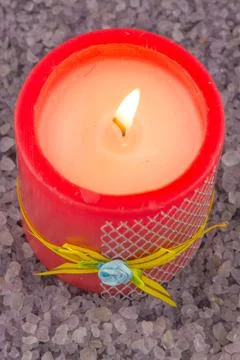 Preparations for the bath and aromatherapy : single decorative candle stand i Stock Photos