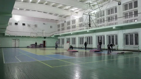 Preparations for the competition: the installation of the mat tatami (timelaps) Stock-Footage 63864372