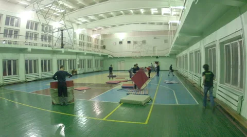 Preparations for the competition: the installation of the mat tatami (timelaps) Video stock 63866185