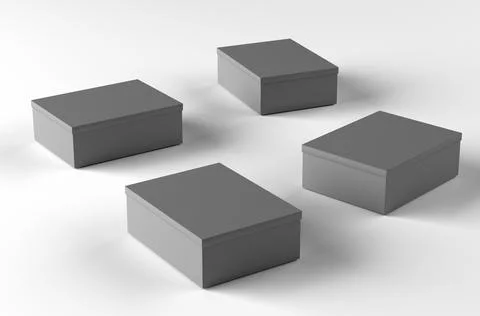 Preparations for designers. Gray packing boxes on a white backgr Stock Illustration