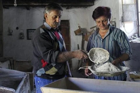 Preparations for Orthodox Easter bread, Josanica, Serbia And Montenegro - 15 Apr Stock Photos