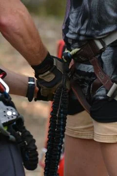 Preparatives for climbing Stock Photos