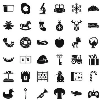 Preparatory class icons set, simple style Stock Illustration