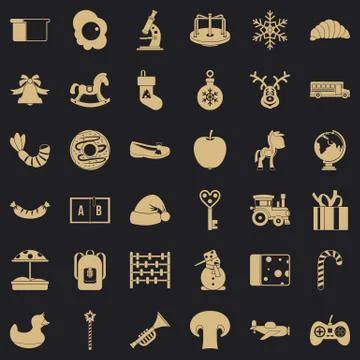 Preparatory class icons set, simple style Stock Illustration