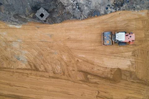 Preparatory work on the construction site top view Stock Photos